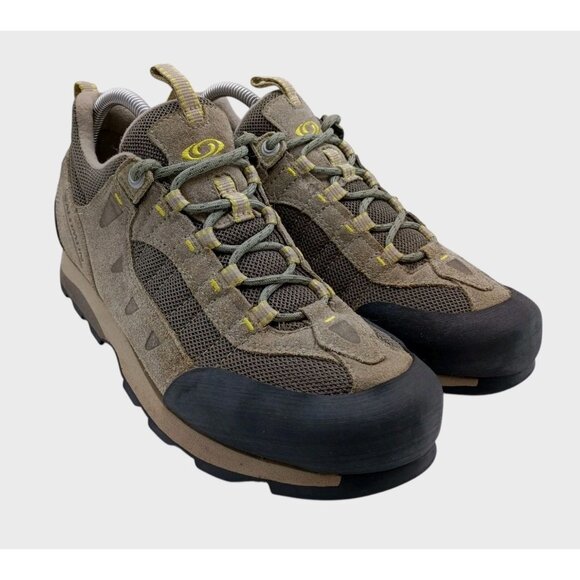 Vintage‎ SALOMON Womens Tan Suede Hiking Contragrip Shoes Sz 10 Med Y2K Sneakers - Picture 2 of 9